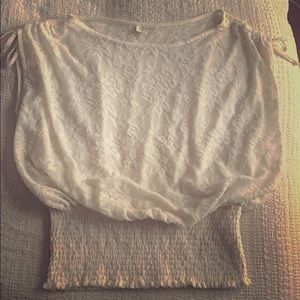 Deletta Anthropologie lace cap sleeve top